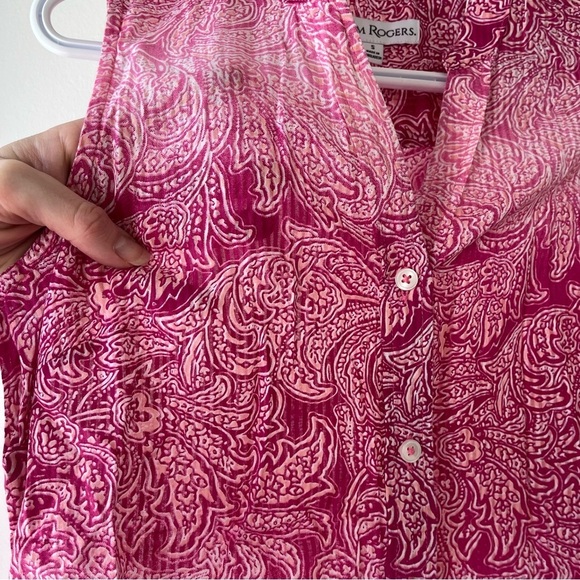 Kim Rogers Pink Paisley Sleeveless Blouse women’s Size Small Ombré 100% cotton - Picture 7 of 9
